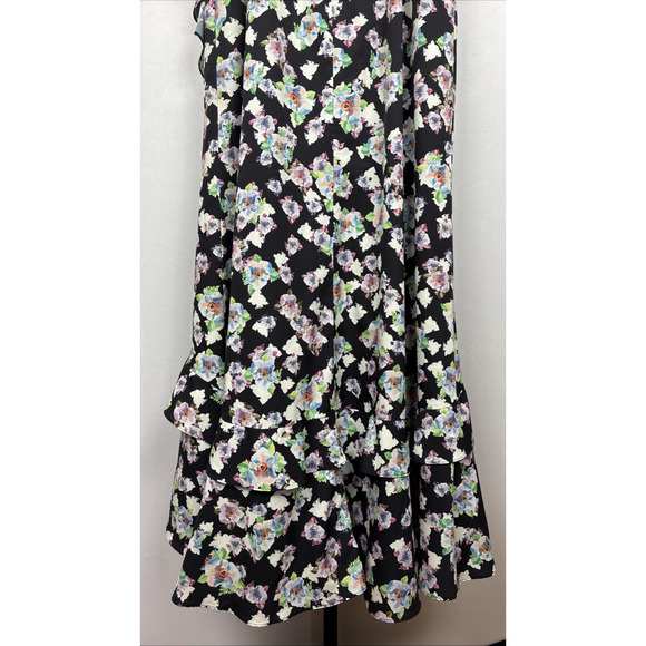 Aidan Mattox Strapless Floral Maxi Dress Women's 12 Black Hi-Low Ruffle Party - Picture 9 of 13
